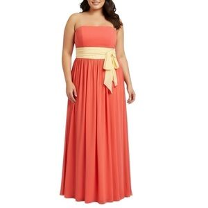 NWT Alfred Angelo Persimmon Sunshine Strapless Chiffon Evening Gown - 24W